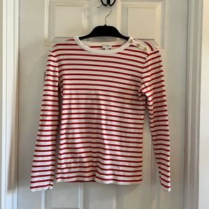 Jcrew - striped red long sleeve top with buttons